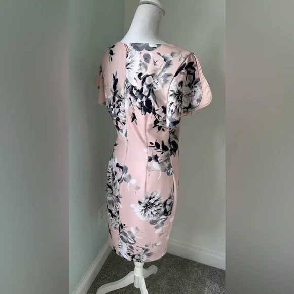 Calvin Klein Blush Pink Floral Midi Dress - Picture 2 of 4